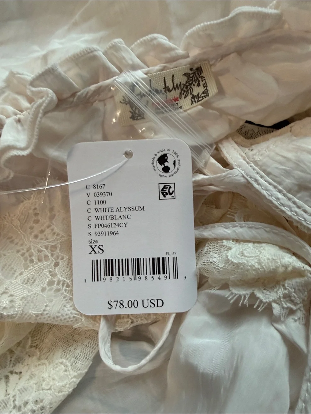 Free People Forever Young Bed Jacket White Alyssum Top Sz XS NEW